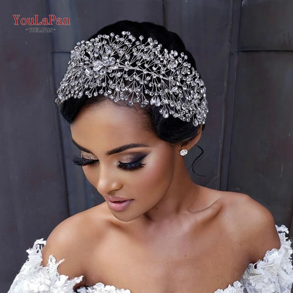 

YouLaPan Wedding Tiaras Bridal Headbands Rhinestone Headwear Princess Crown Headdress for Woman Headband Wedding Headpiece HP41