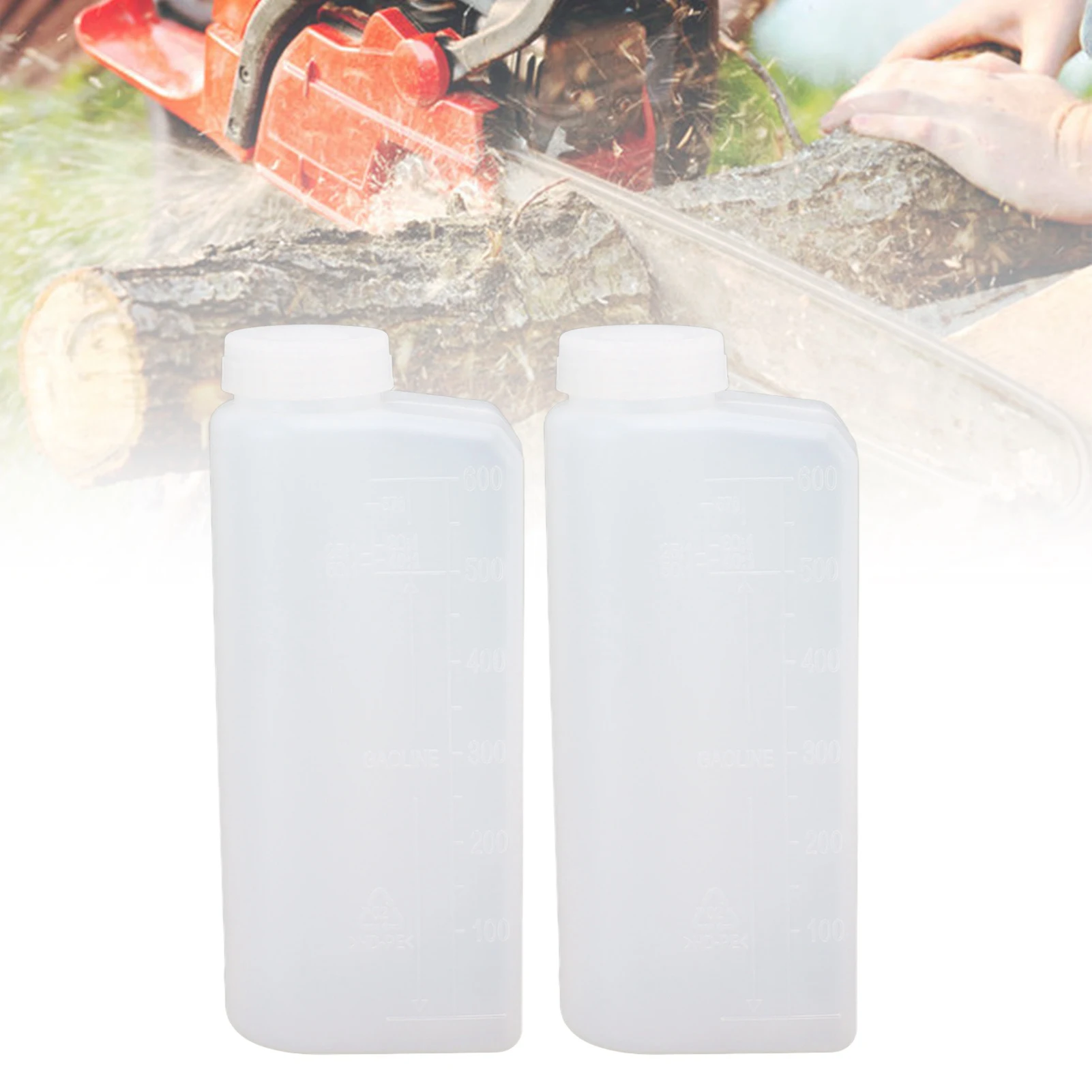 2 Stroke Oil Petrol Fuel Mix Bottle Oil Mixing Bottle Container Nylon Plastic 600ML  Craftsmanship Accurate for Chainsaw