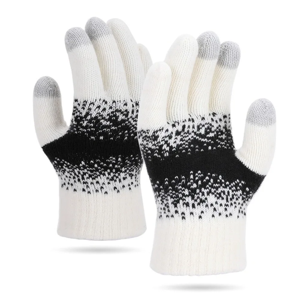 

New Knitted Warm Gloves Touchable Screen Full Finger Driving Mittens Skiing Gloves for Outdoor Cycling Skiing