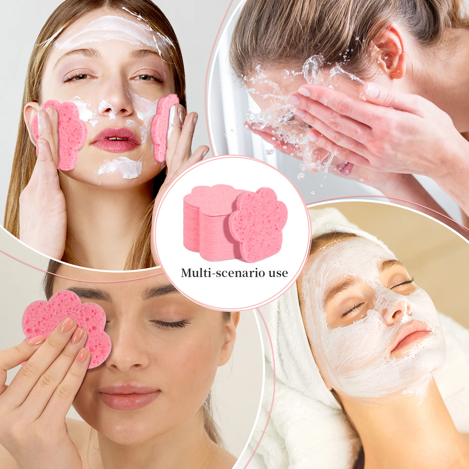 30 esponjas faciais comprimidas para pata de gato, expansão rápida na água, esfoliante macio e reutilizável, natural para limpeza diária