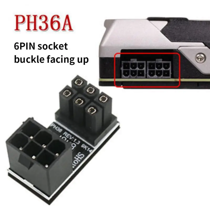 Graphics Card Power Supply Adapter Elbow 180°, GPU PSU Steering Connector PCI-E 6Pin 8Pin Rotating Wiring Artifact Solution