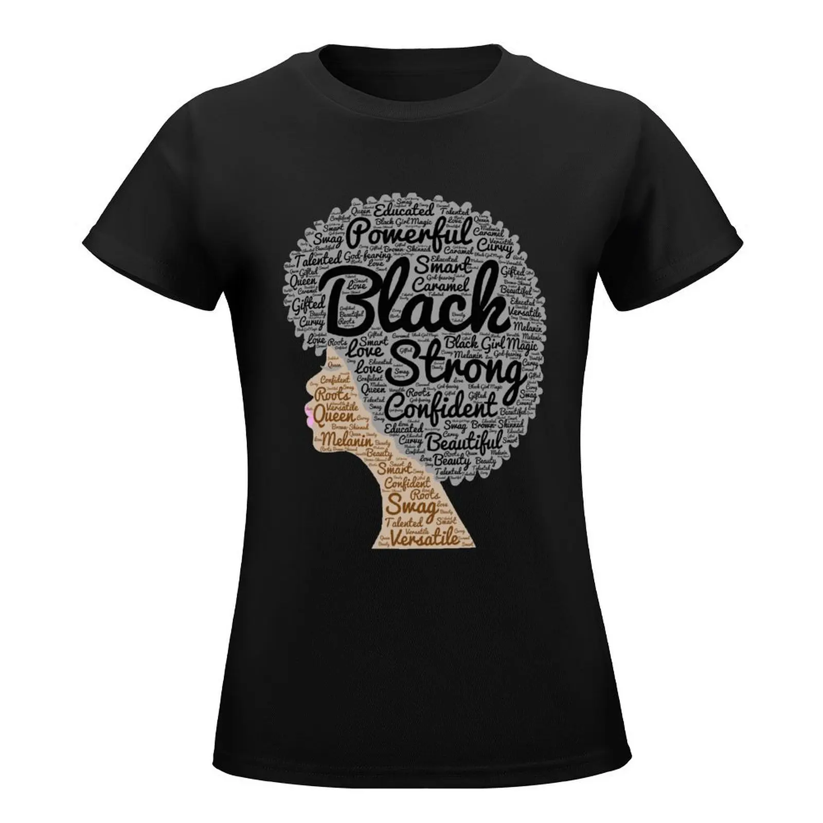 Black Woman Natural Hair Words In Afro T-Shirt kawaii clothes graphics summer tops tshirts woman