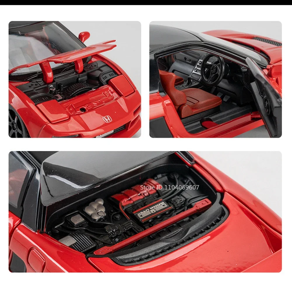 รถโมเดลฮอนด้า NSX สเกล 1:32 ของเล่นรถยนต์โลหะผสมแบบหล่อขึ้นรูป 4 ประตูเปิดได้ พร้อมเสียงและไฟ ยางแบบยาง ของตกแต่ง ของเล่นเด็ก