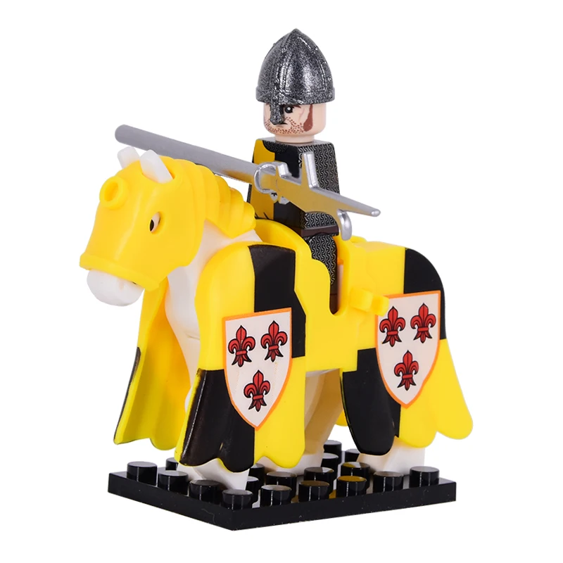 MOC Medieval Knights Wars of the Roses Kinghts Soldiers War Horse WarHorse Action Figures Building Blocks Bricks kids Toys gifts