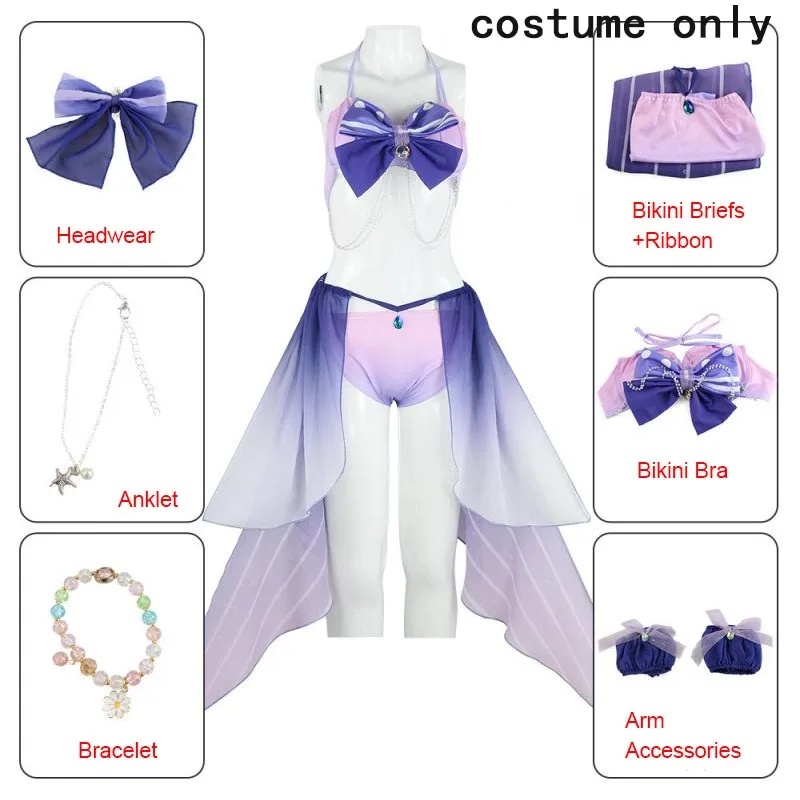 Spiel Genshin Impact Kokomi Badeanzug Cosplay Kostüm Sangonomiya Kokomi Bikini Strand Badeanzug Anime Bade Kleid Set