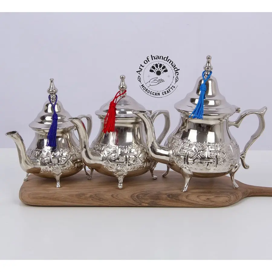 

Moroccan Silver Teapot Handcrafted in Fez Qudsi Design Traditional Mint Tea Pot Handmade Decorative Teaware from Morocco 10OZ 30