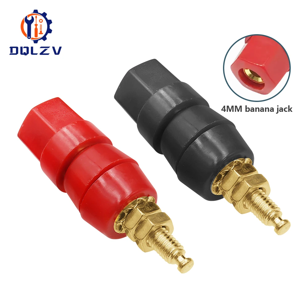 Gold Plated Copper Large Current Amplifier Audio Terminal 4mm Banana Socket Brass Binding Post Adapter Connector
