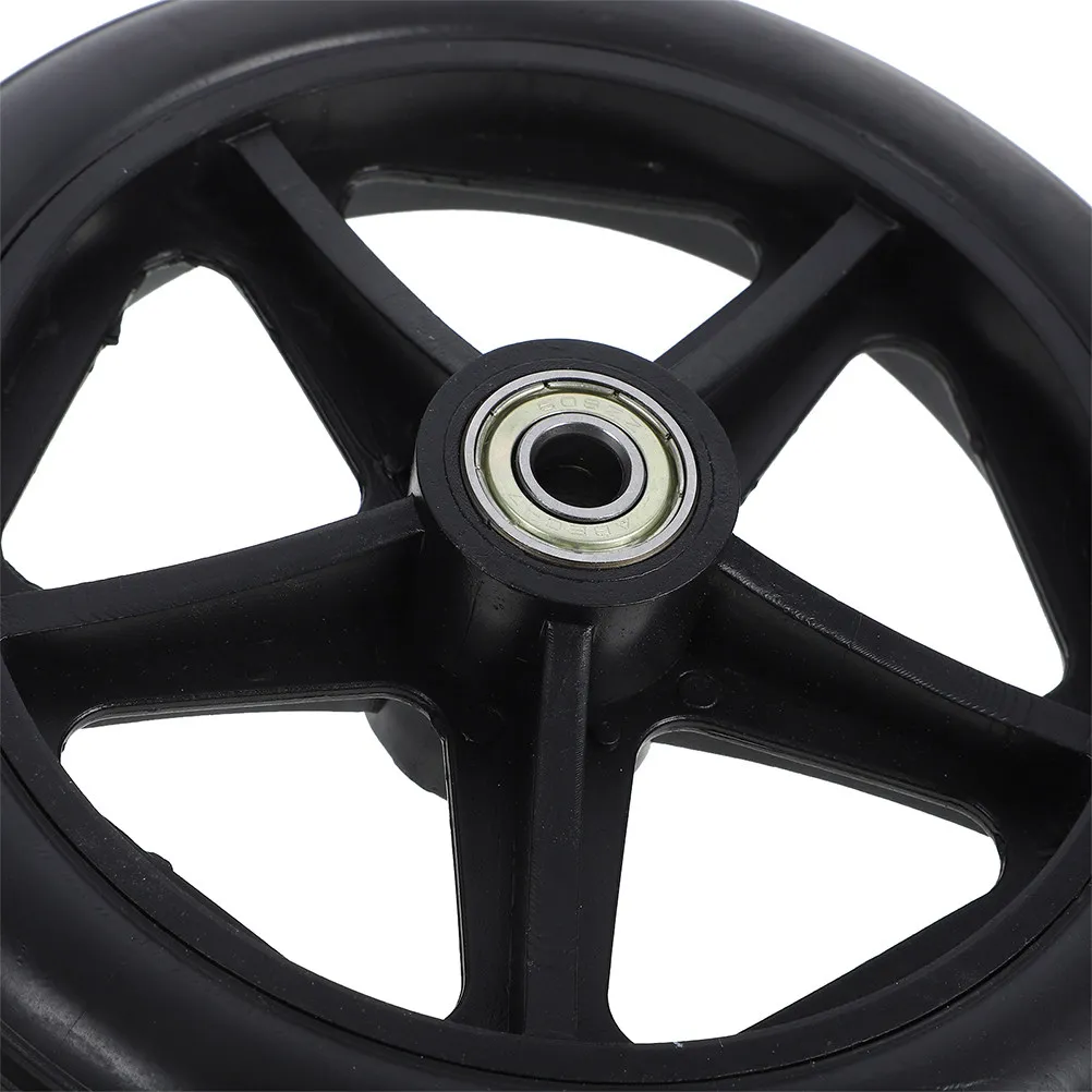 2Sets Front Wheel for Wheelchair Replacement Rubber Tire with Steel Hub Stable Quiet Ride Heavy Duty Anti Wear Compact Design