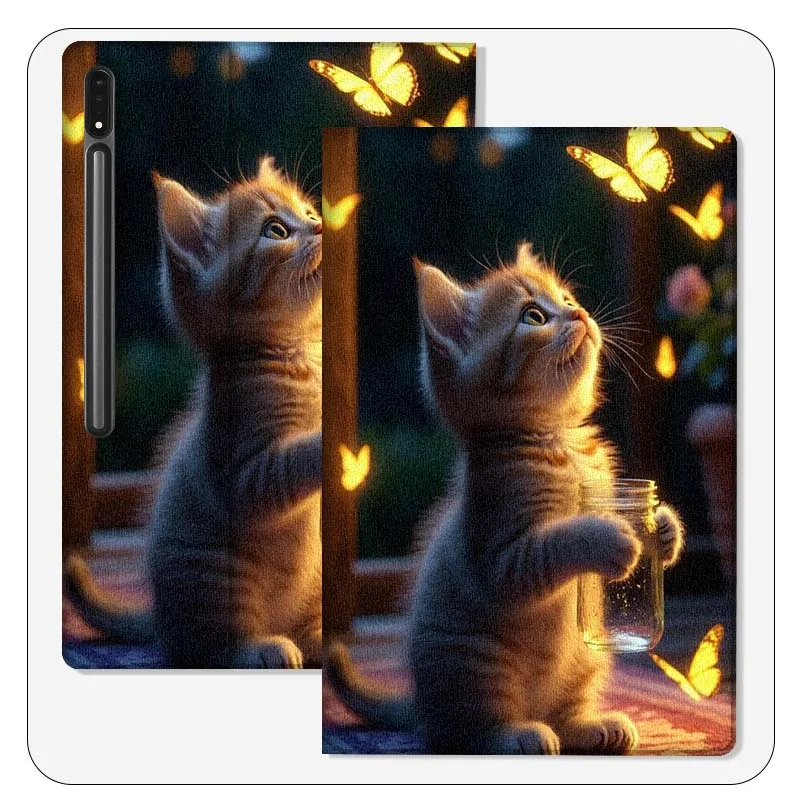 

Butterfly Art Flower Cat For Samsung Galaxy Tab S9 S10 S6 S7 S8 FE Plus Lite Inch Foldable Cover Tablet Case