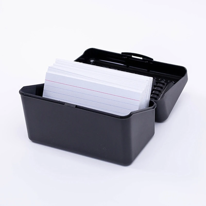 Business Card Organizer for Case with Lid for 300 Cards Plastic Name Cards Storage Box for 3X5Inches Business Card Gift