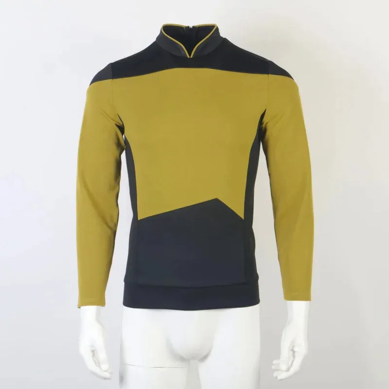 Estrella TNG la próxima generación rek rojo amarillo azul camisa uniforme Cosplay disfraz para hombres abrigo fiesta de Halloween