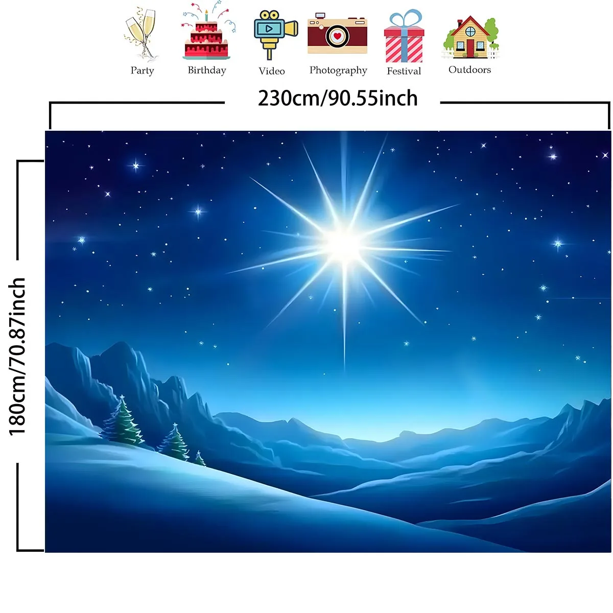 لوحة خلفية على شكل نجمة عيد الميلاد، لافتة رؤية ليلية للديكور الداخلي والخارجي، ديكور جداري متعدد الأغراض. #5