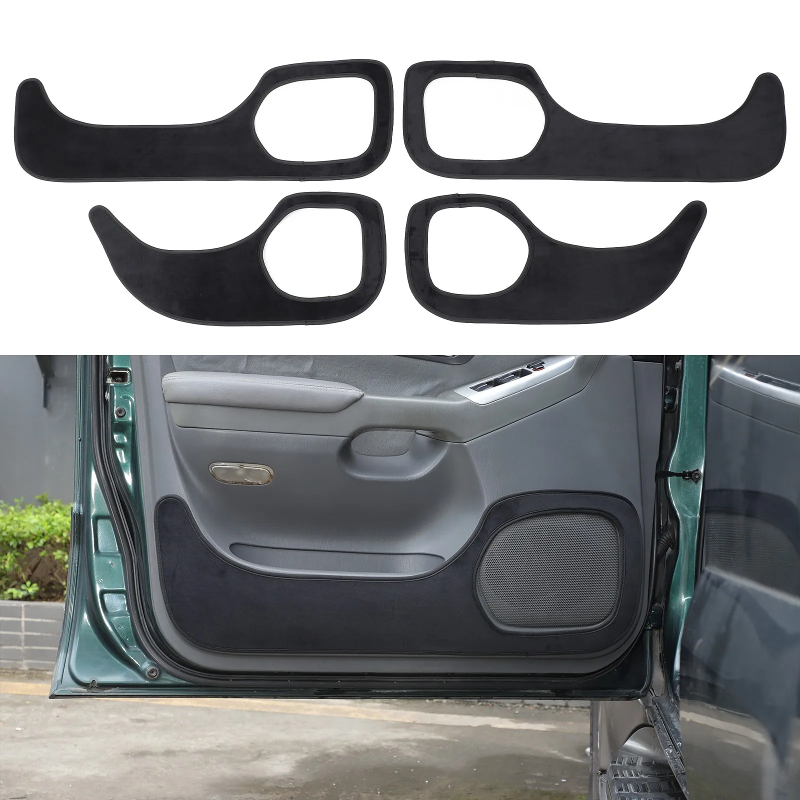 

4 шт., черная замшевая накладка на внутреннюю дверь автомобиля, противоударная панель для Toyota Prado 2003-2009, дверной антигрязный щиток, аксессуары