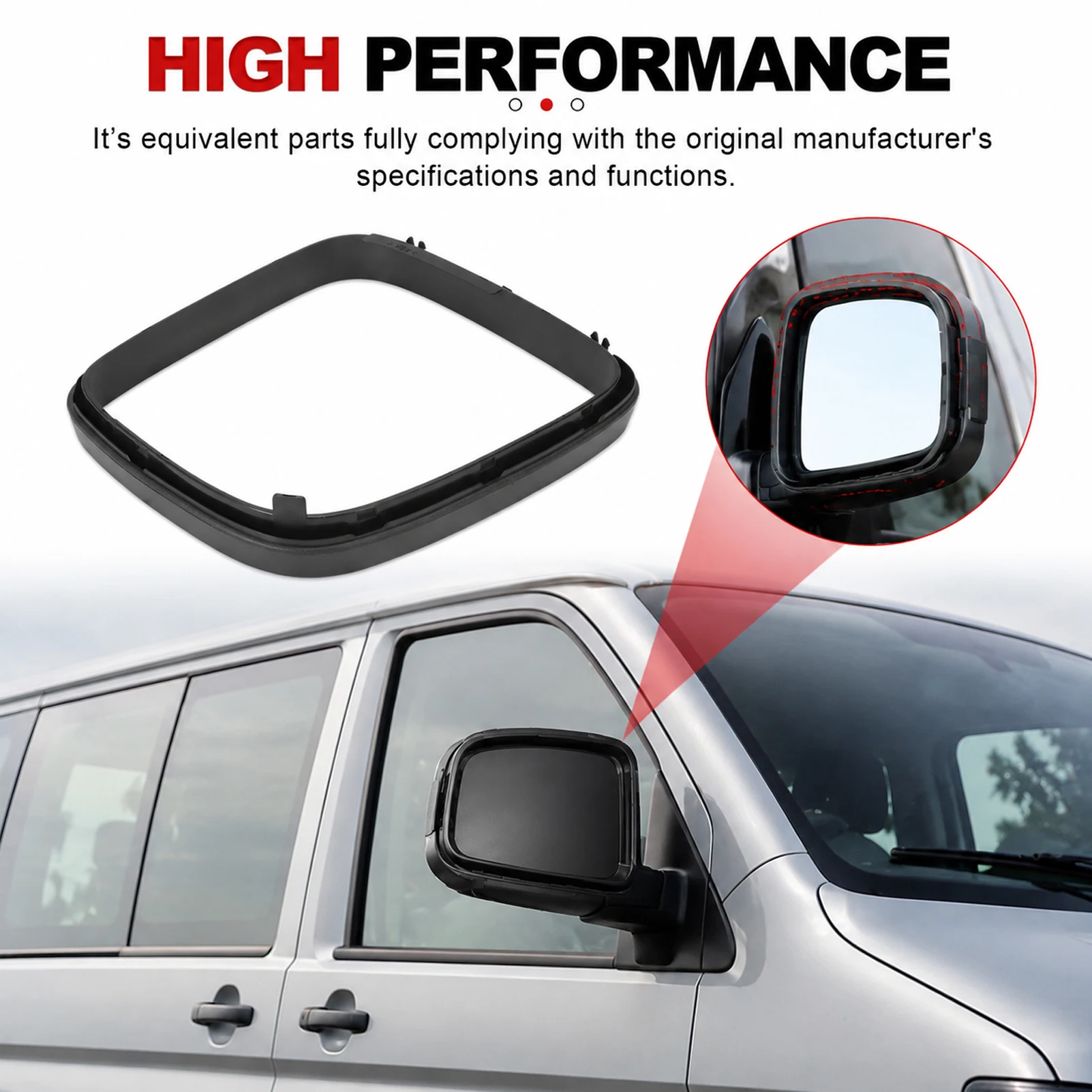 RIGHT Side Rear View Mirror Frame Cover Ring Long Lasting Use for Transporter T5 Pre‑Facelift 2003 To 2009 Exterior Mirror Frame