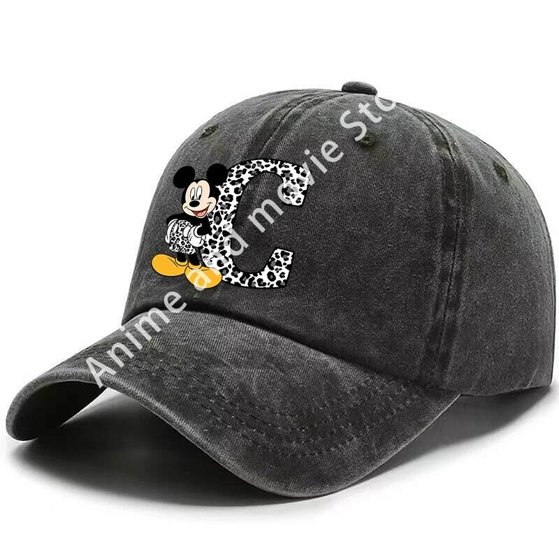 Mickey Mouse Disney Adult Baseball Caps Letter ABC Men Women Cotton Washed Hat Summer Vintage Caps Cartoon Anime Birthday Gifts