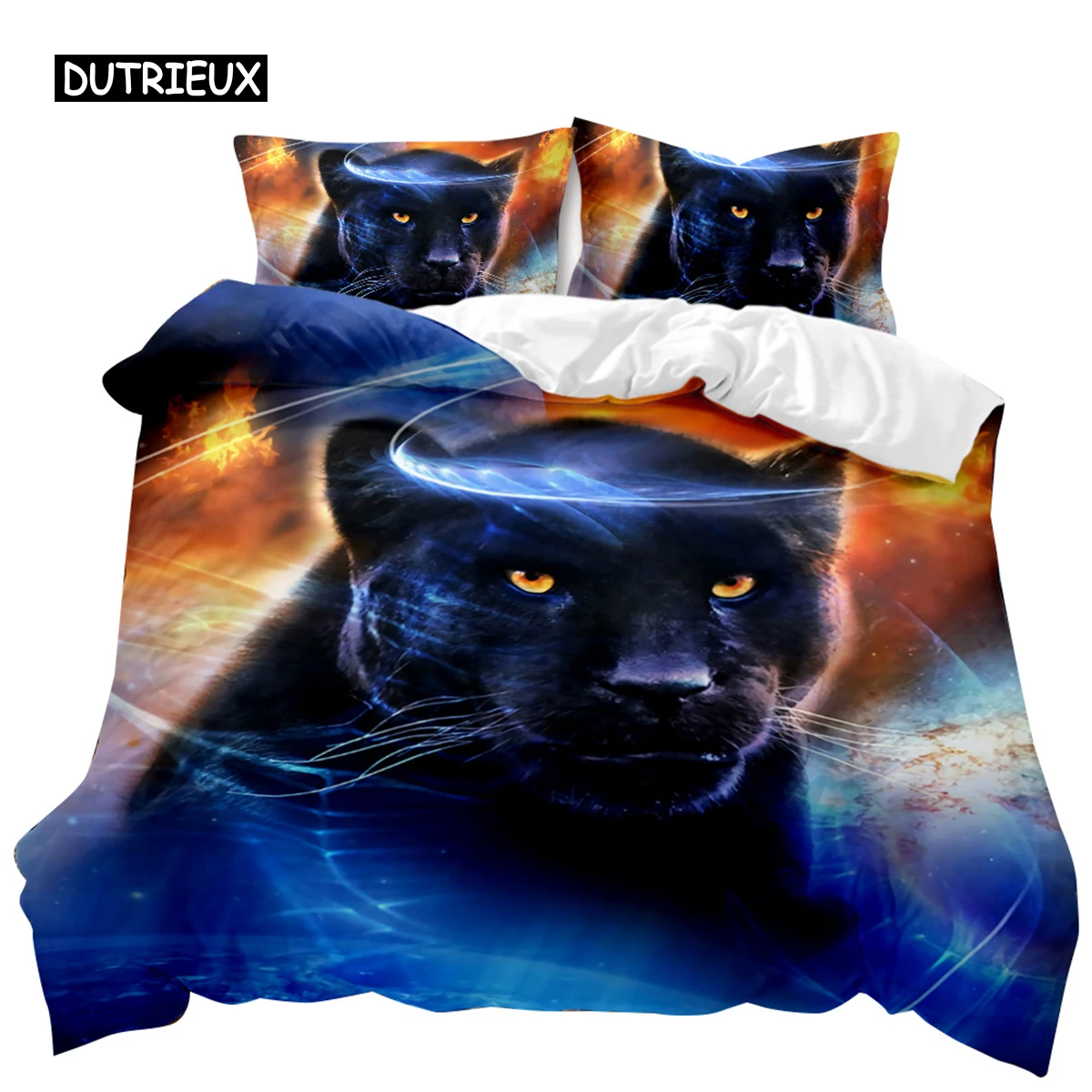 

Ferocious Cat Duvet Cover Set African Blue Ferocious Cat Wildlife Twin Bedding Set Double Queen King Size Polyester Qulit Cover