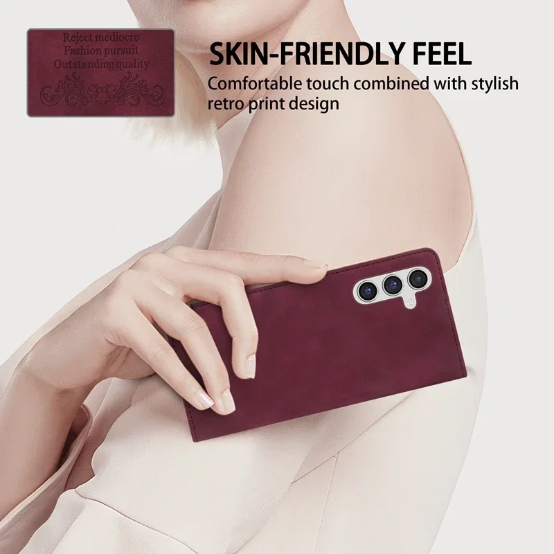 Wallet Skin Friendly Flip Leather Case For Samsung Galaxy A04s A05s A13 A14 A15 A34 A35 A51 A52 A53 A54 A55 A71 A6 A7 A8 2018
