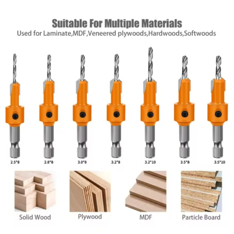 

For Wood Milling Cutter 1-5PCS 8mm Shank HSS Woodworking Countersink Router Bit Screw Extractor Remon Demolition