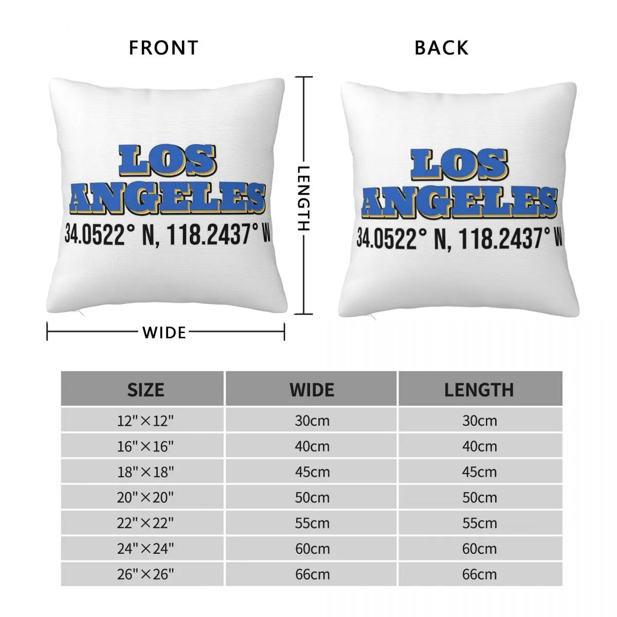 Los Angeles Coordinates Blue Square Pillowcase Polyester Linen Velvet Creative Zip Decor Room Cushion Cover 45x45