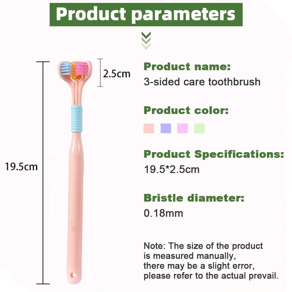 Cepillo de dientes estéreo 3D de tres lados, PBT, pelo suave ultrafino, raspador de lengua, Limpieza Profunda, cuidado bucal