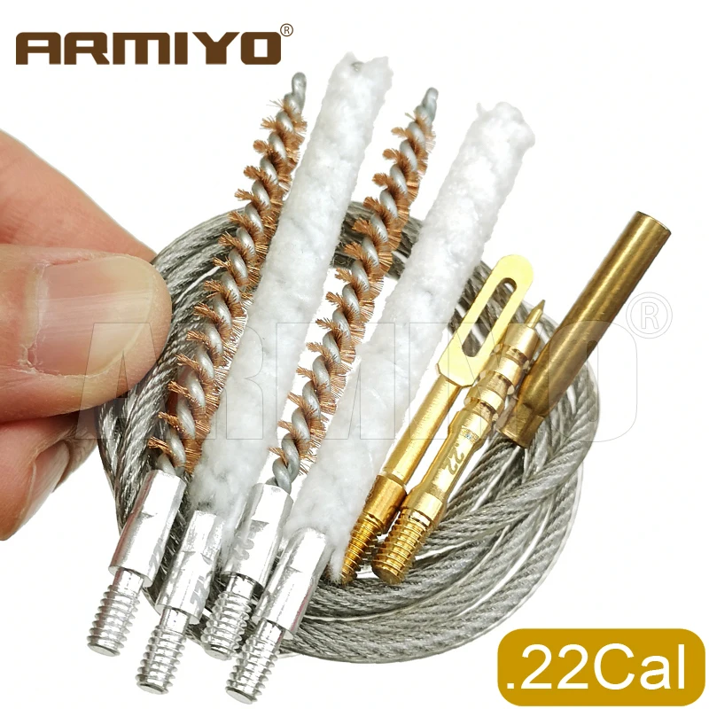 Armiyo .17Cal to .38Cal 4.5mm to 9mm Pipeline Carbon Deposits Cleaning Brush Kit Swabs Patch Holder Pin Durable Cable Hunting