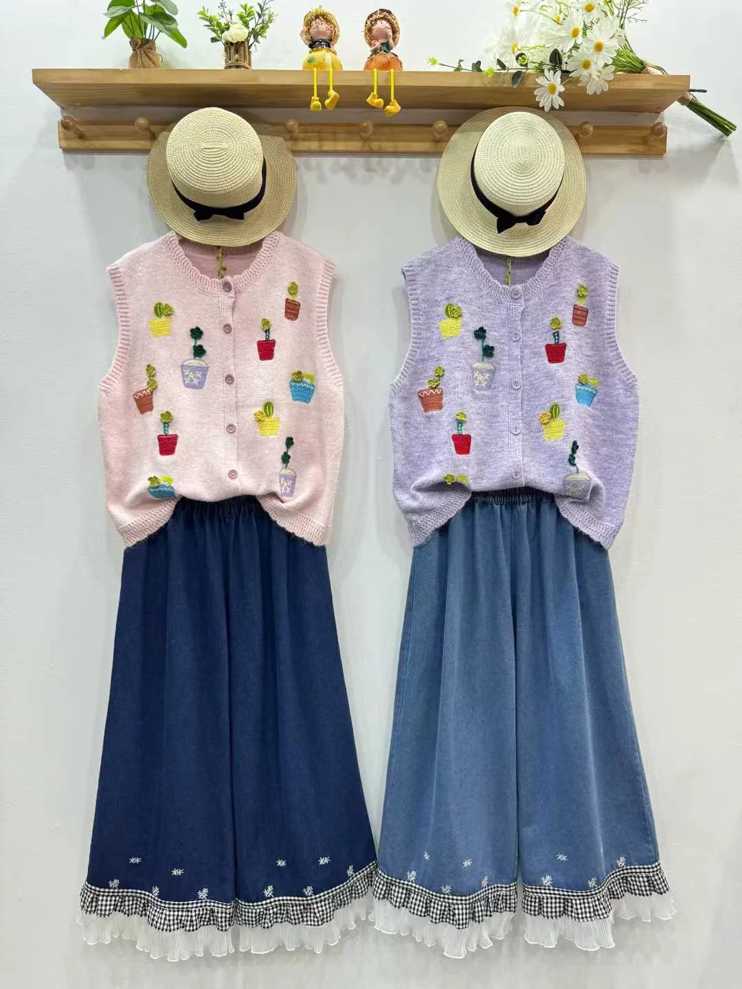 

Enianechu Mori Girl Autumn Purple Pink Beige Handmade Embroider Sweater Vest for Women Knitwear Japan Style Cute Clothes