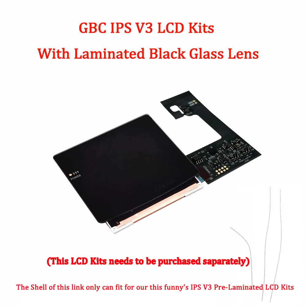 Customized IPS V3 Housing Shell For GBC Highlight IPS V3 Pre Laminated LCD Screen Kits With Rubber Membranes for GameBoy Color