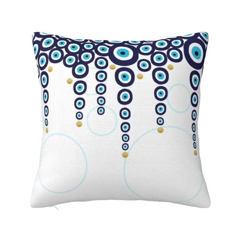 Custom Nordic Mediterranean Turkish Evil Eye Hanging Beads Sofa Cushion Cover Velvet Tribes Amulet Art Throw Pillow Case