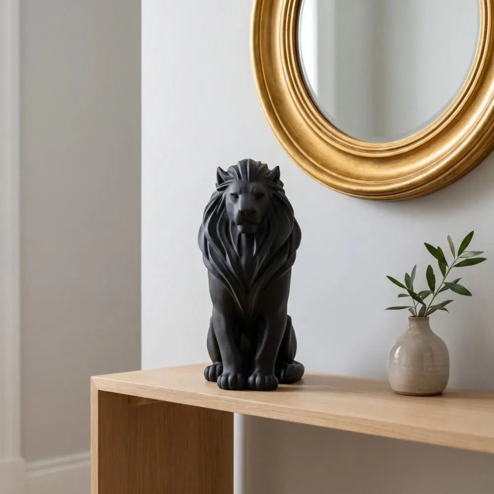 Craft Gifts 3D Printed Lion Figurine Crafts 10cm Lion Statue Nordic-Style Desktop Ornaments Table