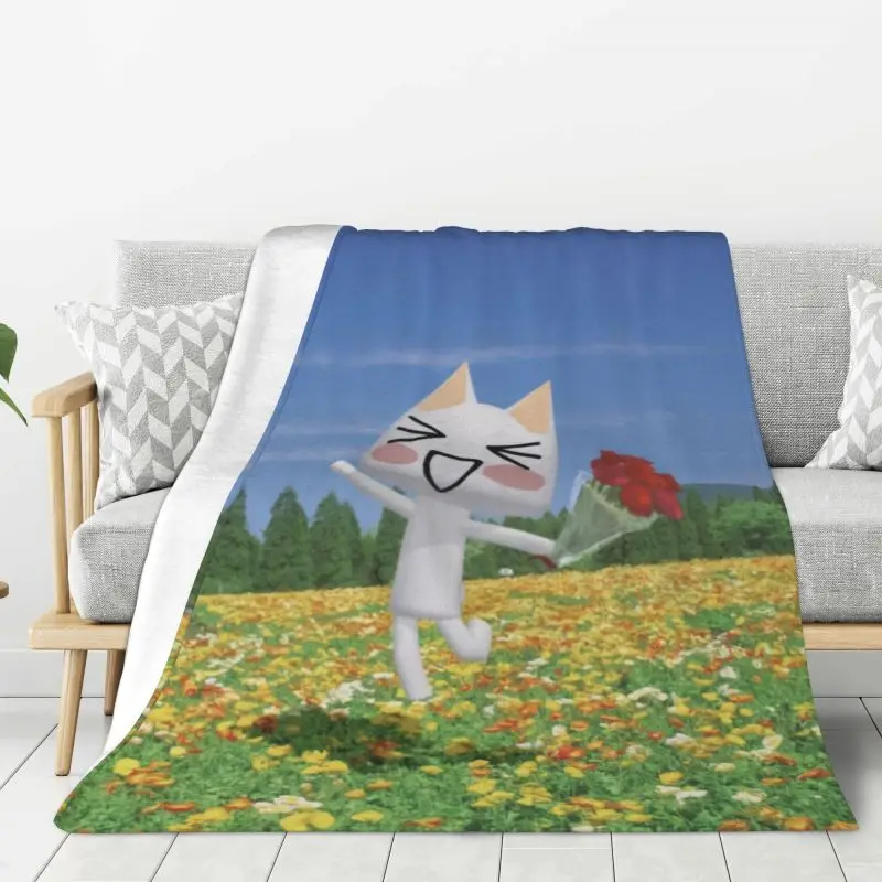 Custom 3D Print Cartoon Animation Toro Inoue Cat Blankets Breathable Soft Flannel Winter Throw Blanket for Couch Office Bed