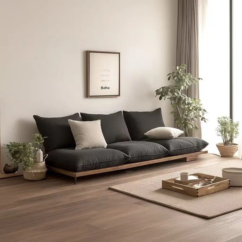 Bed and breakfast log style combination living room three-person sofa antique solid wood sofa coffee table