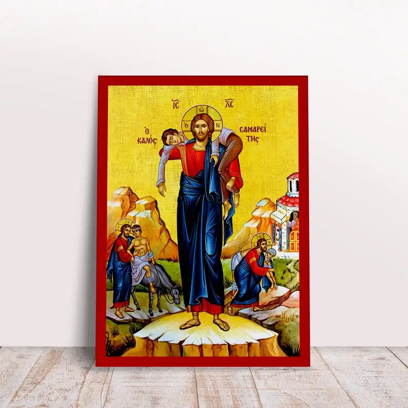 Jesus Christ With Apostles On The Vine Of Ampelos The Good Samaritan Greek Byzantine Orthodox Icon Canvas Wall Art Home Decor