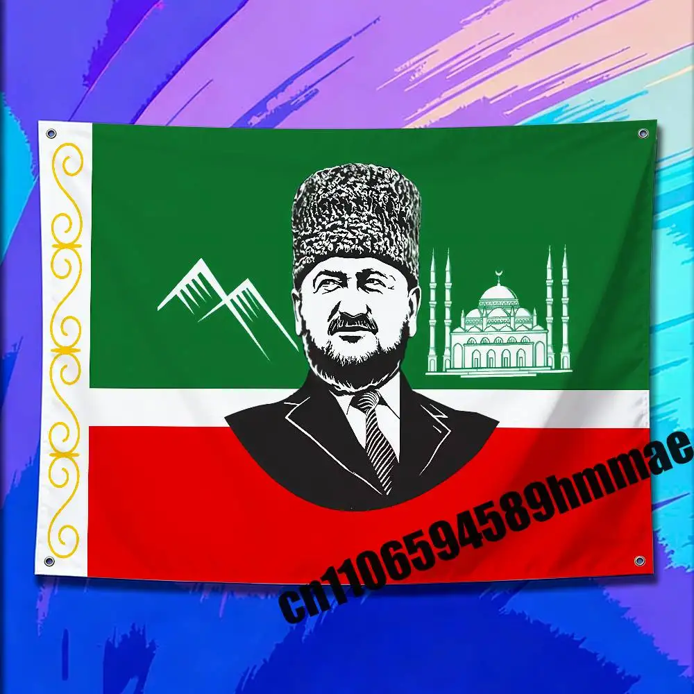For Akhmat Kadyrov Chechnya Chechen Flag Flag 50*70cm 60*90cm 80*120cm 100*150cm 150*200cm Camp Wall Banner Tapestry Cover