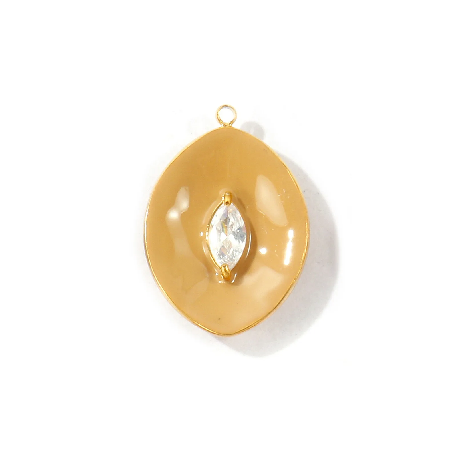 2 Stück Emaille-Oval-Anhänger in Augenform, 18 Karat vergoldet, 304 Edelstahl, zum Selbermachen von Halsketten und Schmuck, Großhandel, 25 x 18 mm. – Detail 3