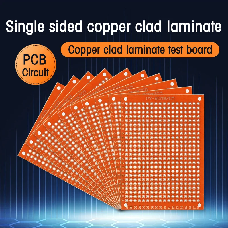 10 pz 5x7 cm circuito stampato su un lato PCB 5*7CM bordo del pane protoboard circuiti stampati universali fai da te Set giallo