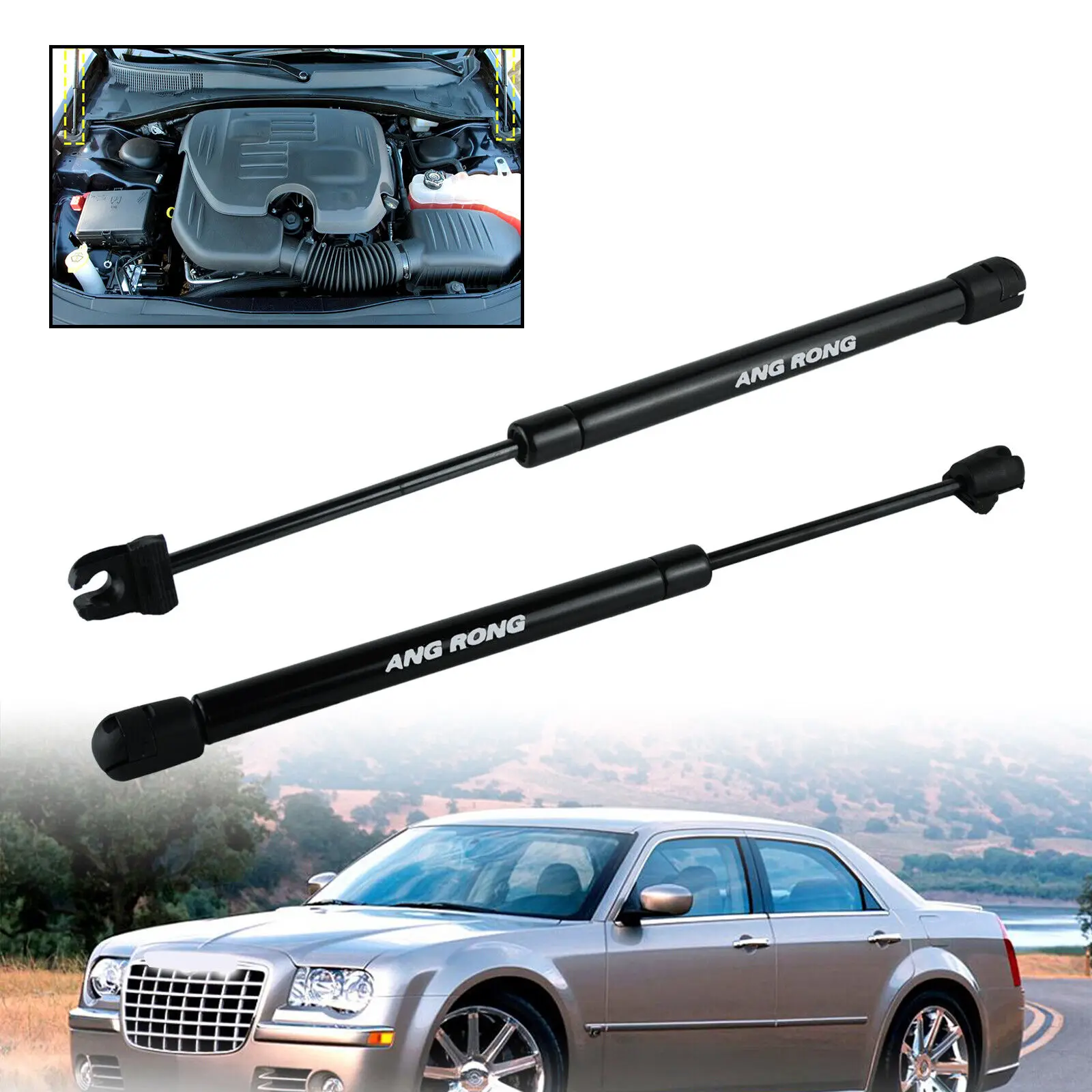 For Chrysler 300C LX 2004-12 Front Bonnet Hood Spring Support Gas Struts Holder