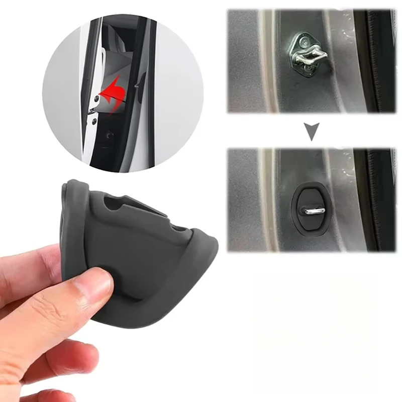 Universal Car Door Slamming Anti-vibration Silicone Cushioning Mute Shock Absorber Protective Cover Door Latch Protection Pads