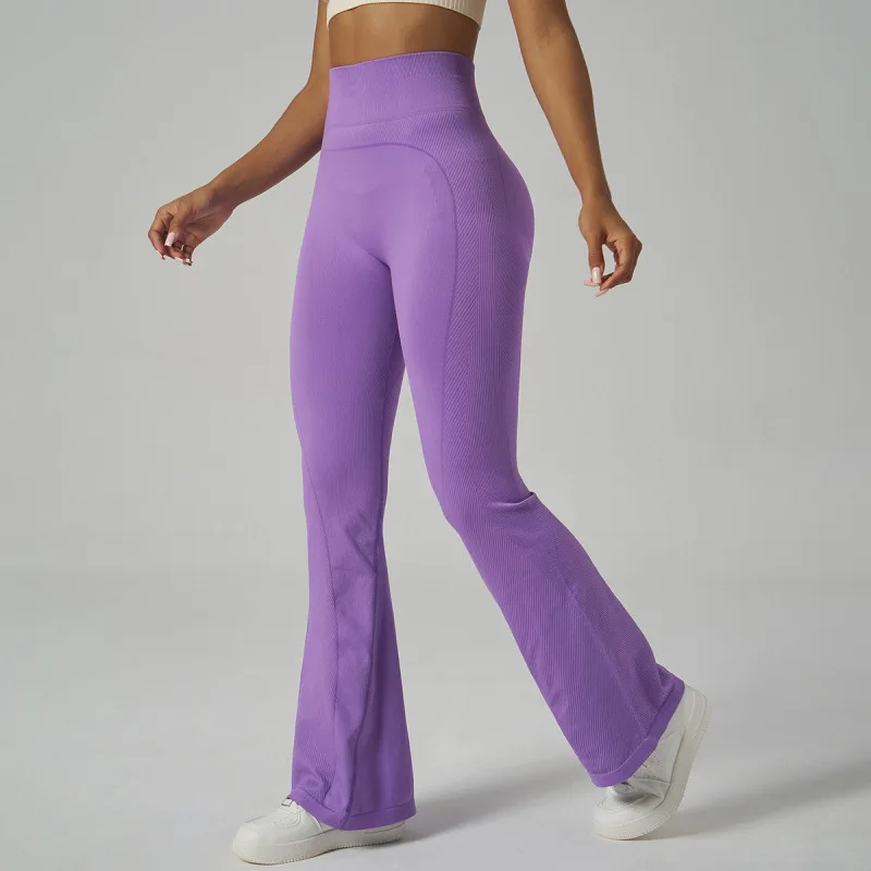 2025年 セクシー シームレス ストレッチ レギンス レディース 薄手 通気性 フィットネス スポーツ ヨガ レギンス 女性 無地 ハイウエスト フレアパンツ