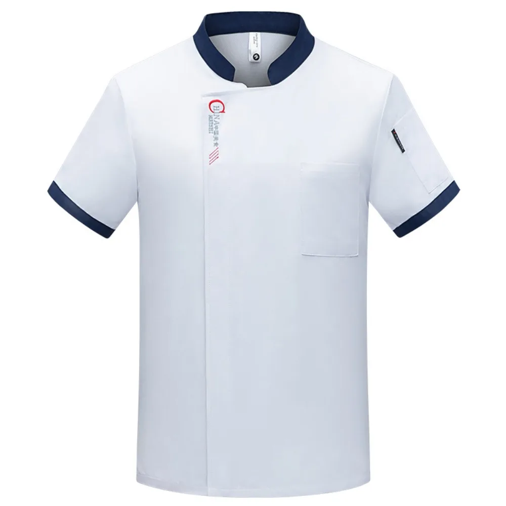 Summer New Gray Collar Chef Coat - Moisture-Wicking Workwear for Restaurant Kitchens