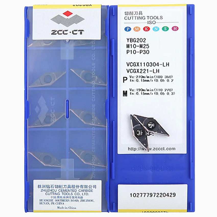 

VCGX110302-LH YBG202/VCGX110304-LH YBG202/VCGX110302-LH-X YBG202 VCGX11 ZCC.CT CNC blade carbide inserts turning tools 10pcs/box
