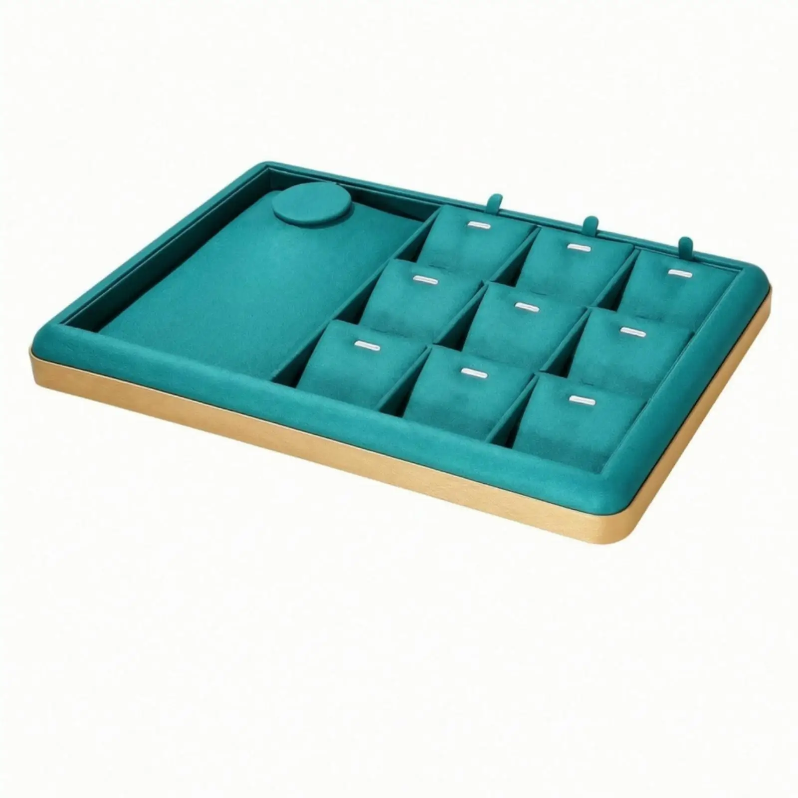Jewelry Organizer Display Tray in Blue Green PU Leather for Necklaces Rings Bracelets Pendants Retail Counter Showcase