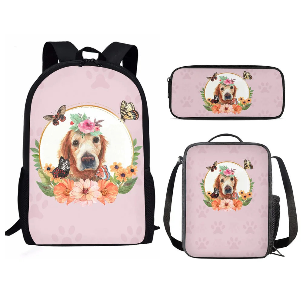 Tas ransel motif bunga harimau, tas ransel Laptop motif 3D, tas buku siswa sekolah motif kartun sederhana dengan tas makan siang dan tas pensil