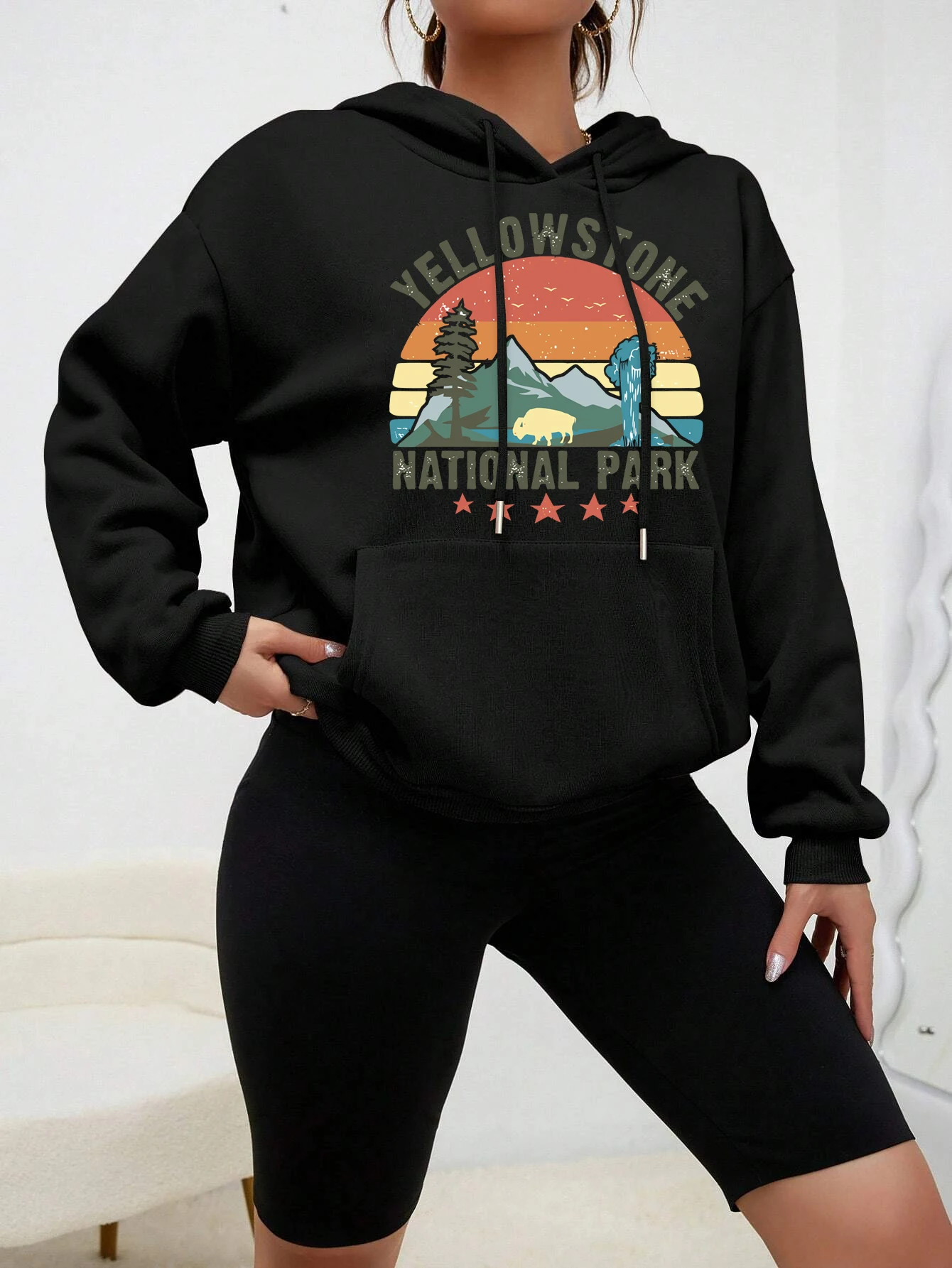 Yellowstone Natiomal Park Women Hoodie fur-liner Hoody Go On An Adventure To The Mountaintop Hoodies Woman Spring Autumn Top