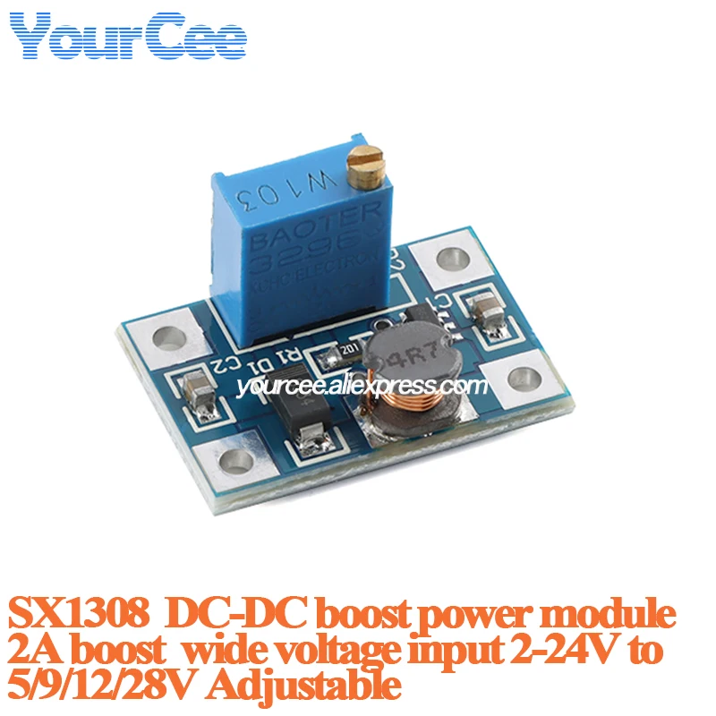 5pcs/1pc MT3608 SX1308 2A DC DC Step Up Converter Board DC-DC Adjustable Boost Module 2V-24V to 5V 9V 12V 28V Booster Module