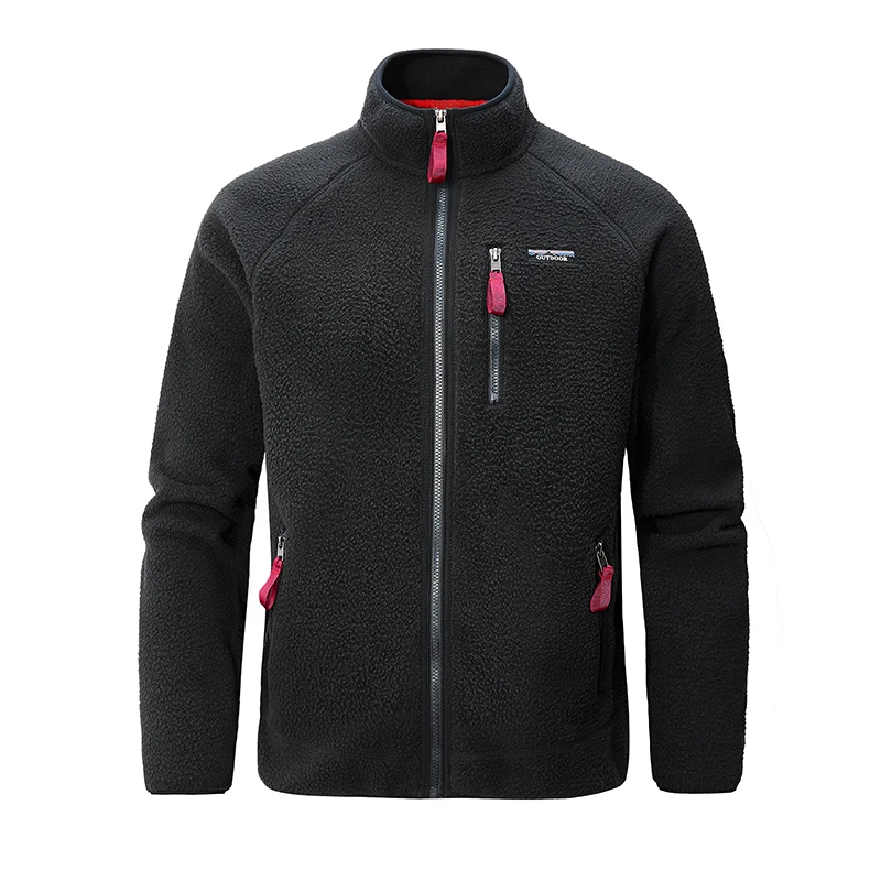 Herren Polar Fleece Jacke Stehkragen Vollreißverschluss Outdoor Wanderjacke Mehrere Reißverschlusstaschen Thermisch Warm Lässige Sport-Oberbekleidung A – Detail 3