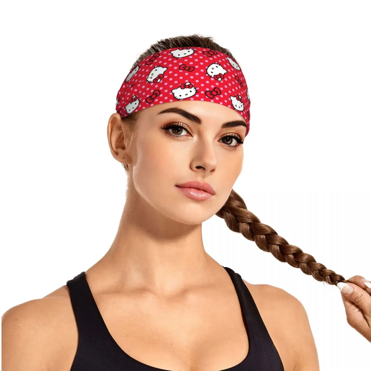 Nestandartní sanrio ahoj kočička sportovní čelenka pro ženy muži natahovací vláha odvod atletický sweatbands