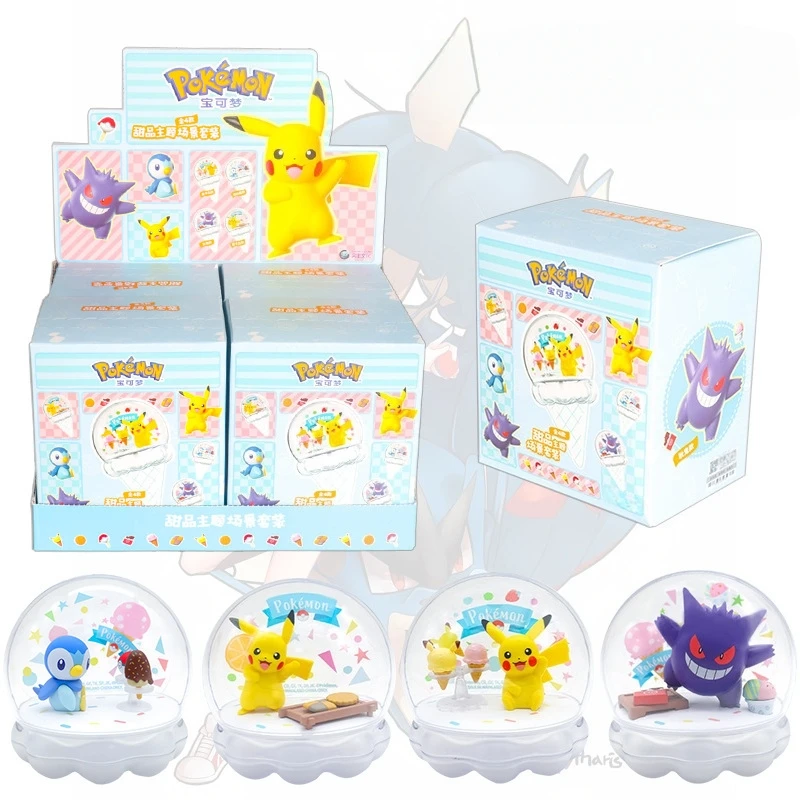 ポケモンモデルデザートテーマミニチュアシーン置物飾りピカチュウピプラップゲンガー子供のおもちゃ人形アニメ誕生日ギフト