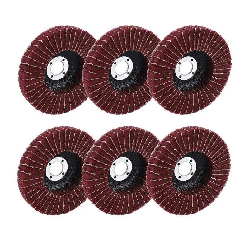 

AB51 6PCS 4 Inch 240 Grit Red Nylon Fiber Flap Discs With Sandpaper,Perfect For Paint Remove & Stainless Steel Tube Polishing