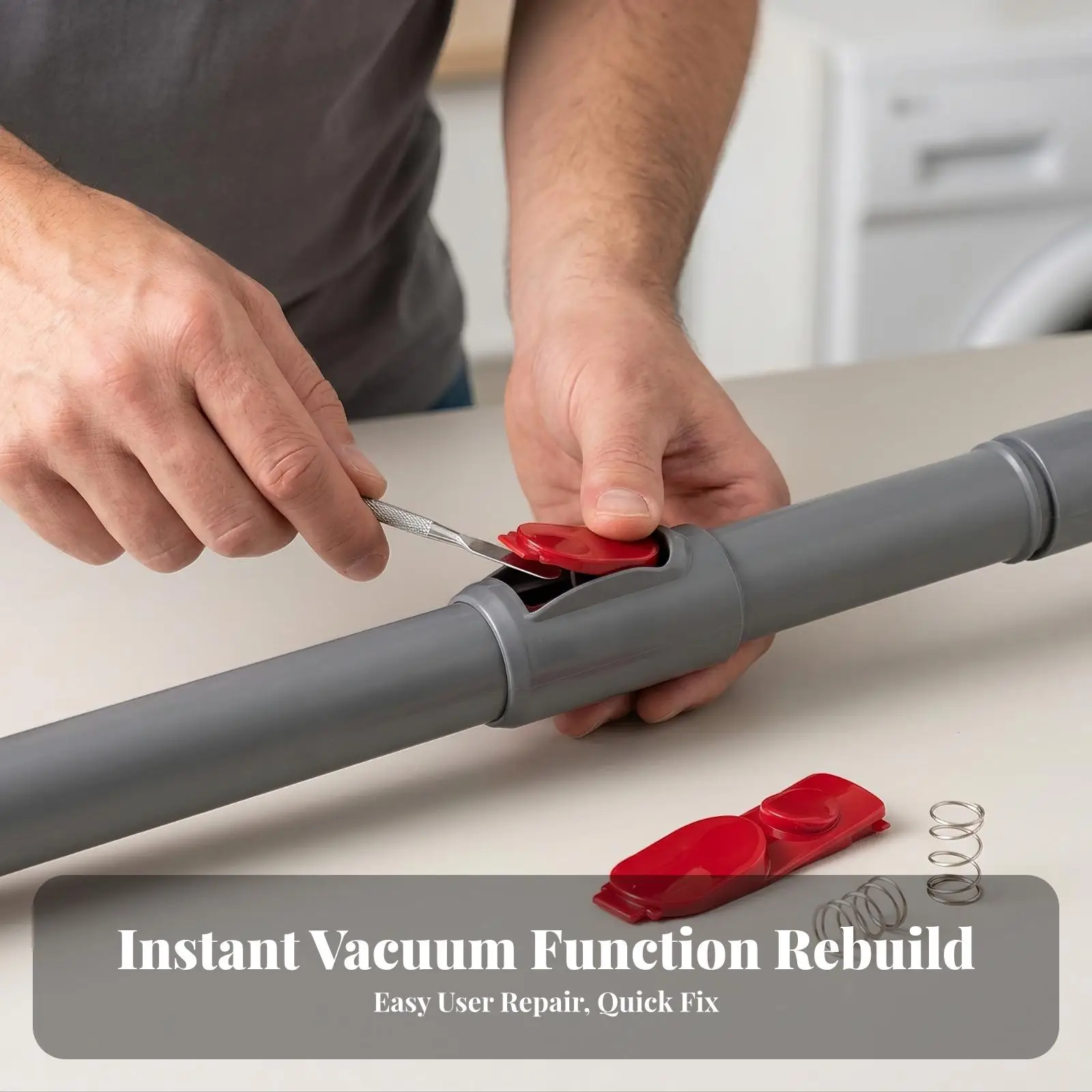 Vacuum Cleaner Floor Head Lock Replacement Latch with Coil Spring and Tool for Secure Tube Connection Fix Kit