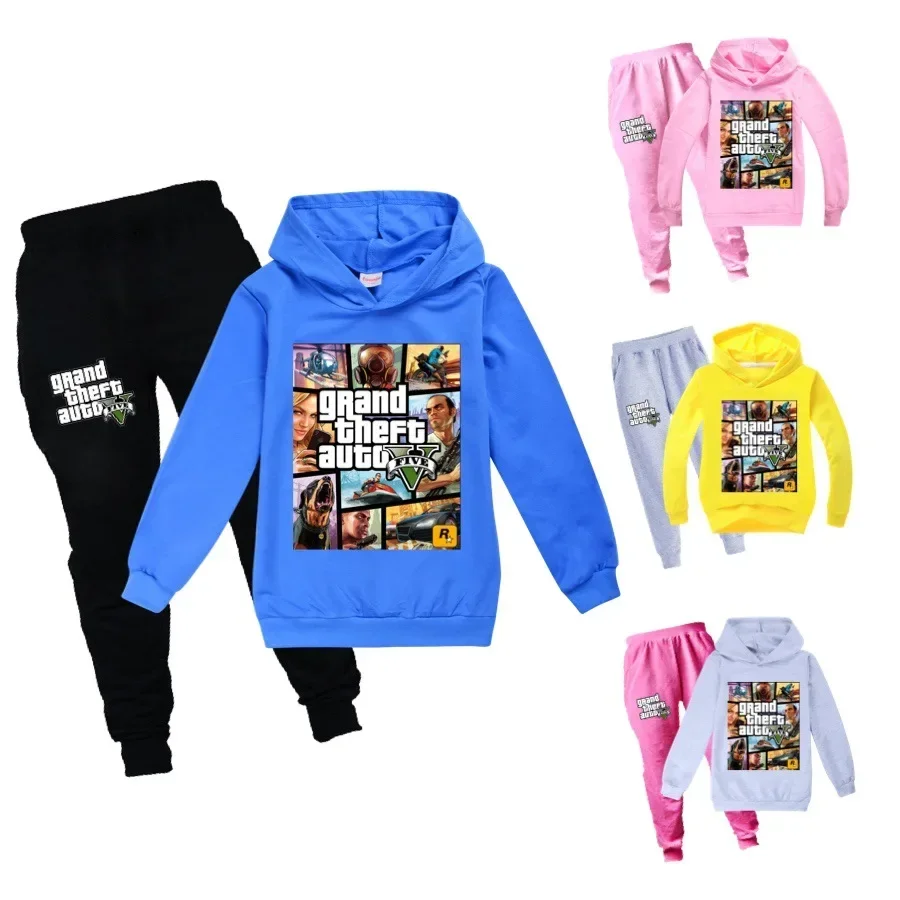 

2024 Game Grand Theft Auto Gta V5 Clothing Set Kids Hoodies and Pants 2pcs Suit Toddler Boys Tracksuit Teen Girls Casual Outfits